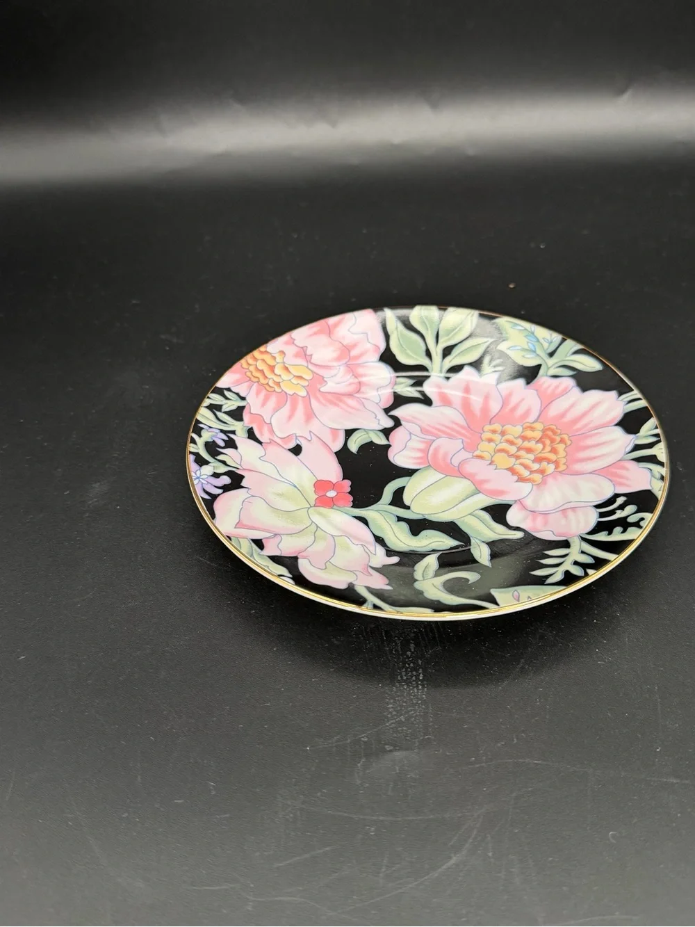 Bloomingdale’s Garden Pleasures Cup & Saucer Set of 4 Floral Gold Trim Japan